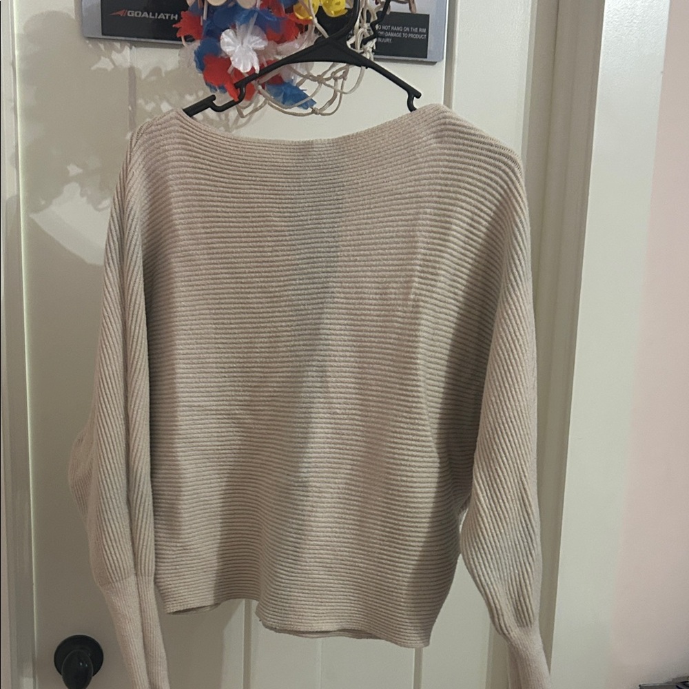 Philosophy Off-the-Shoulder Beige Sweater
